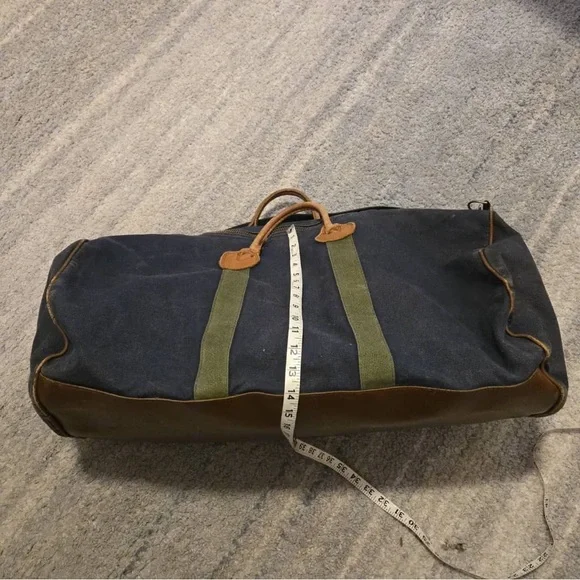 Vintage L.L. Bean Duffle Bag Canvas w/ Leather Sz XL - USA Made